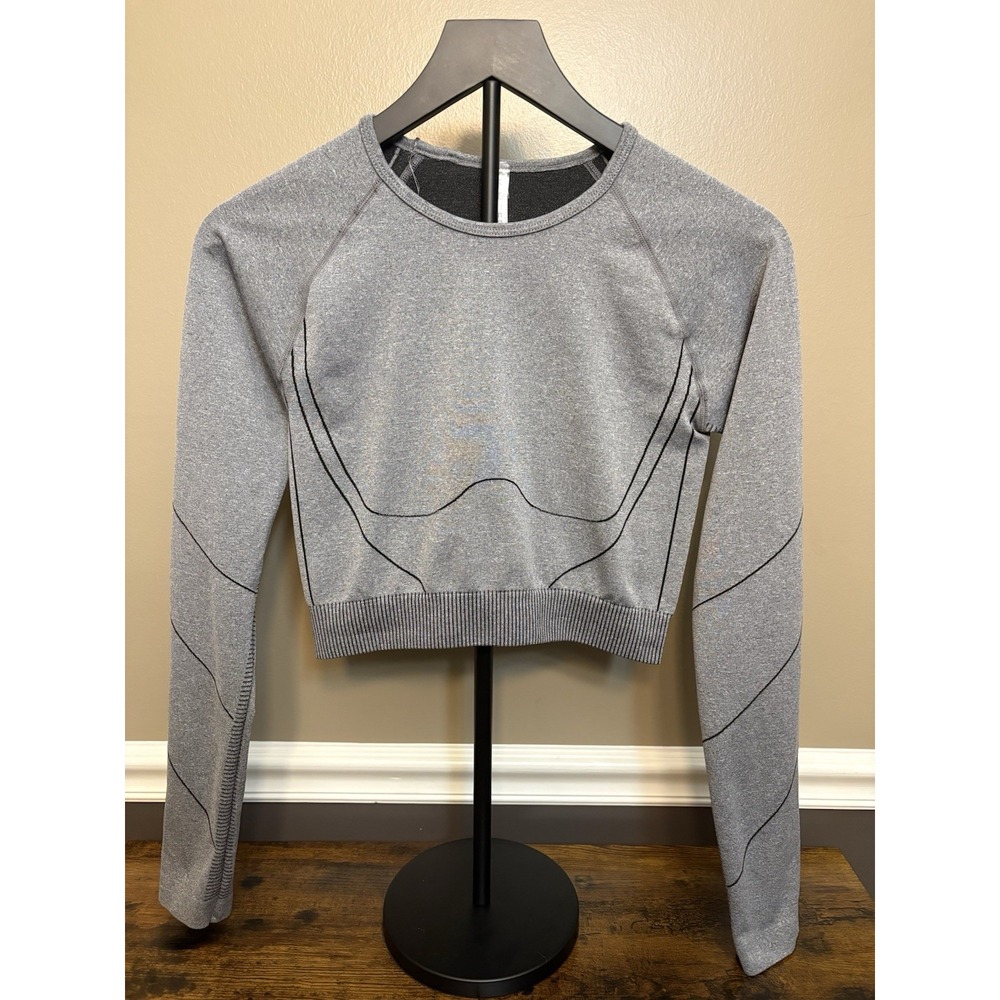 Kimberly C Flex Seamless Long-Sleeve Crop Top Size Medium Gray